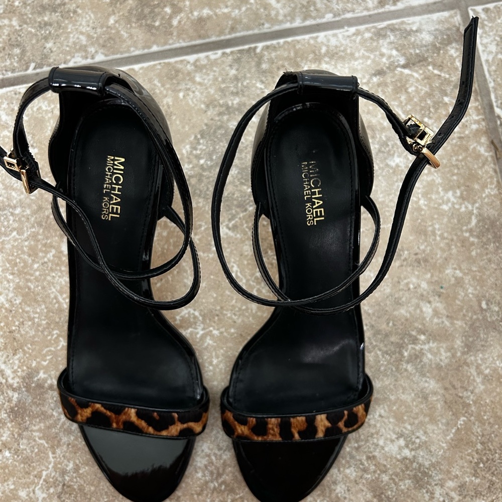 NEW Michael Kors Ava Mid Sandal Leopard Print